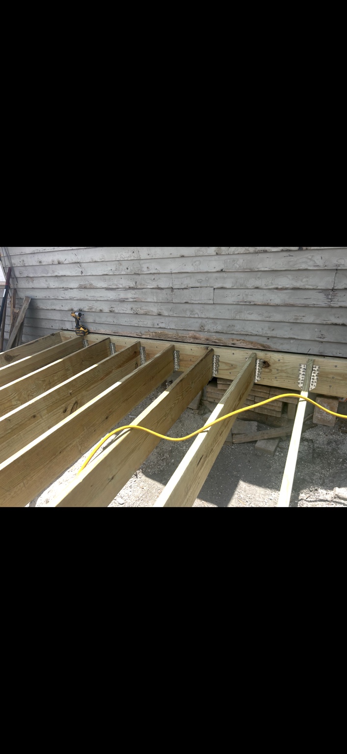 Deck framing in progress