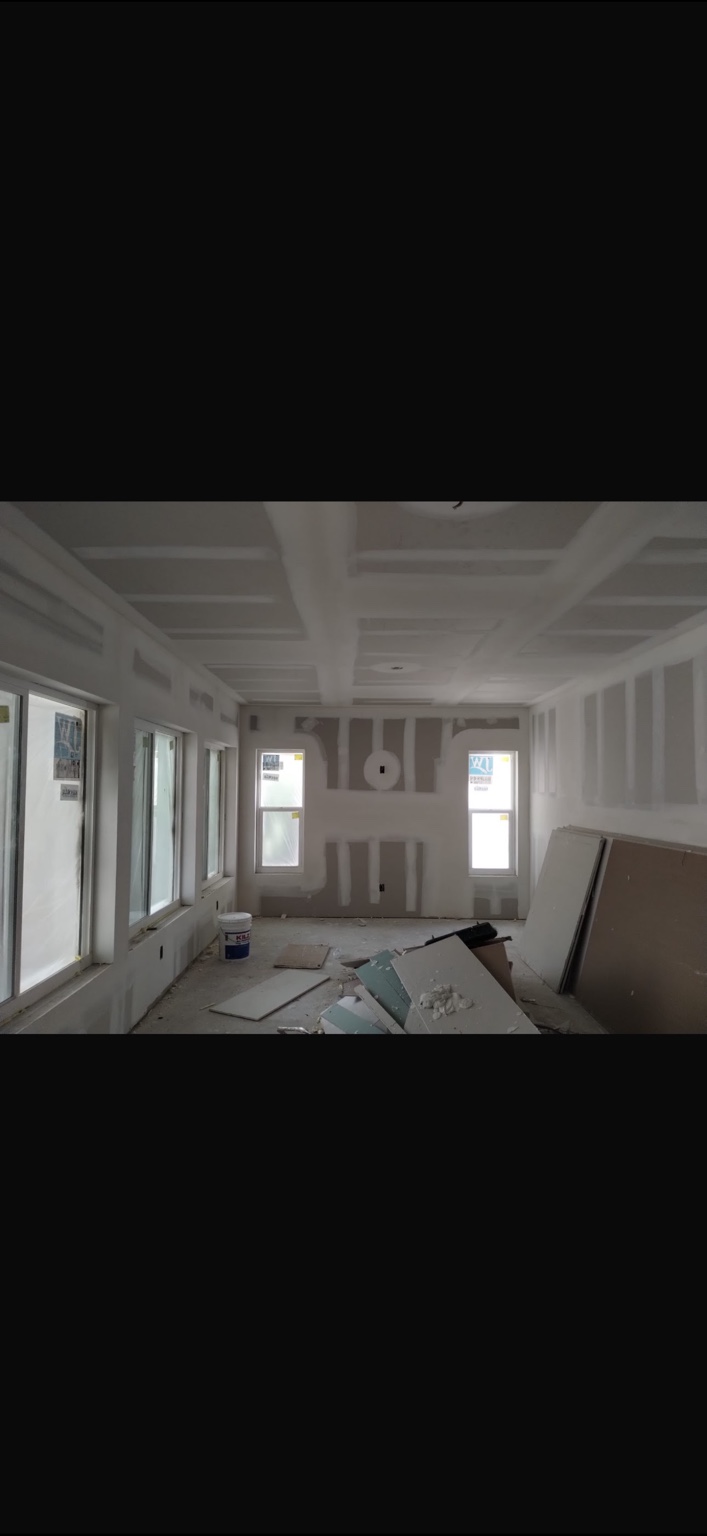 Interior drywall in progress