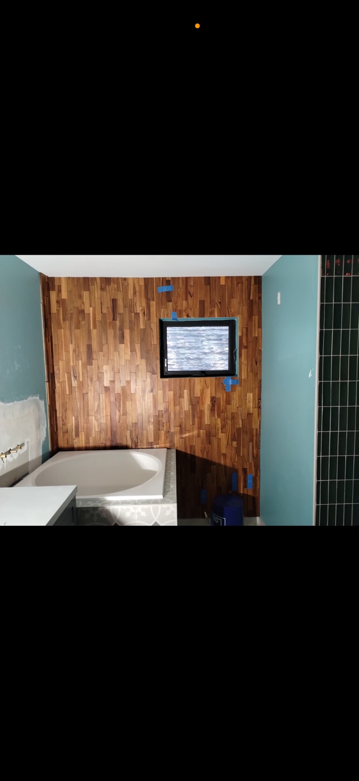Tub accent wall in progress